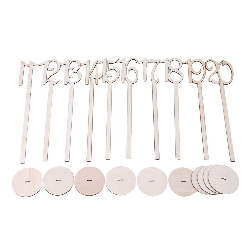 10PCS Wooden Numbered Table Place Holders