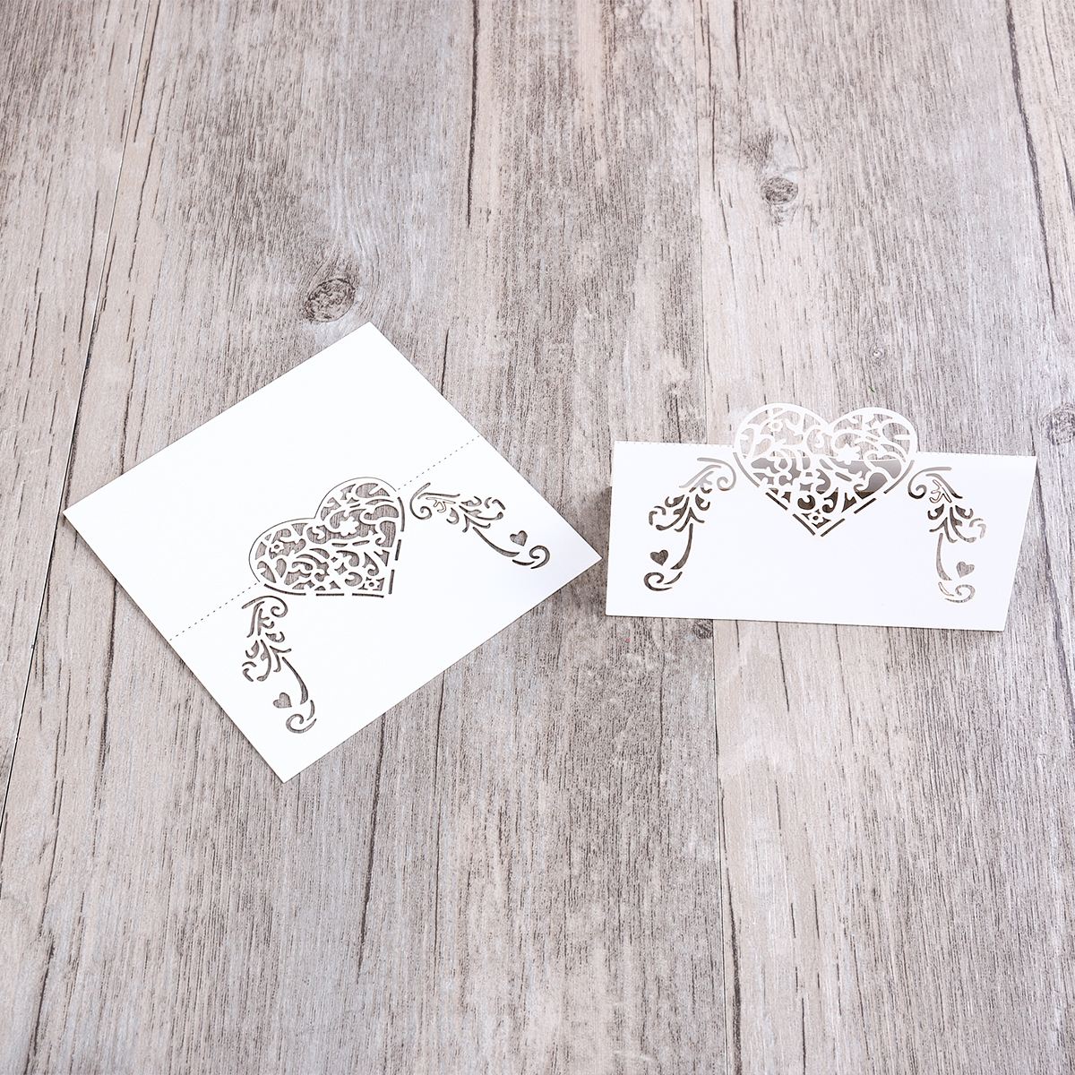 Laser Cut Heart Shaped Place Cards