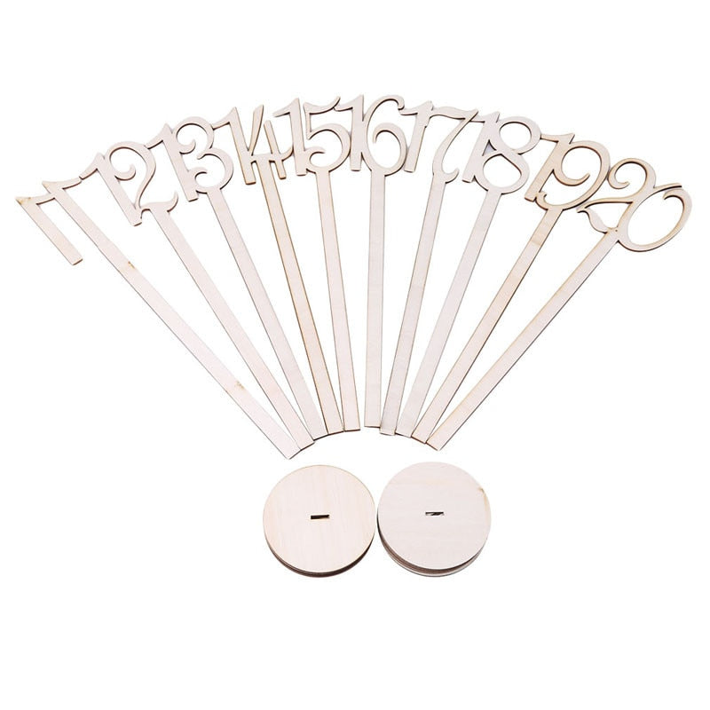 10PCS Wooden Numbered Table Place Holders