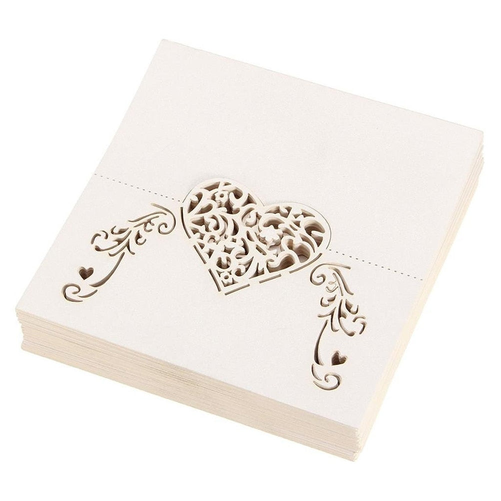 Laser Cut Heart Shaped Place Cards