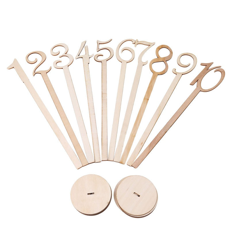 10PCS Wooden Numbered Table Place Holders