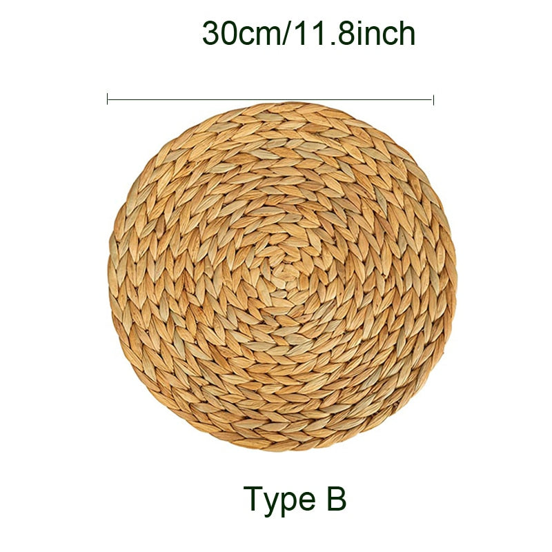 Set of 4 Round Woven Straw Placemats