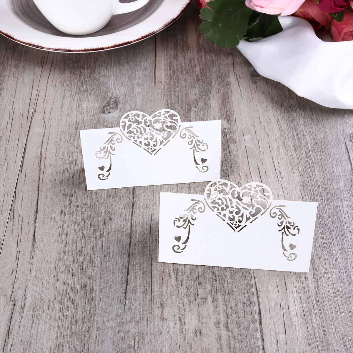Laser Cut Heart Shaped Place Cards