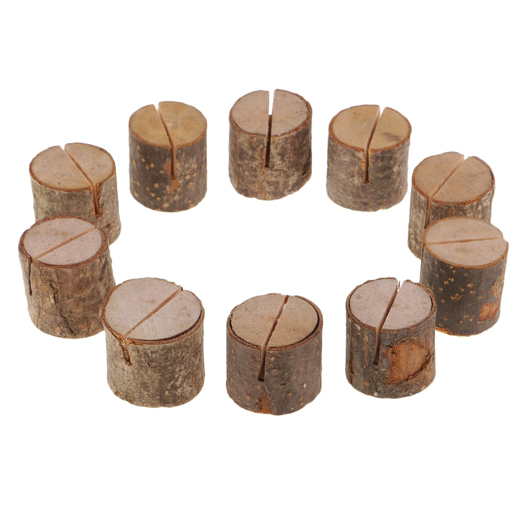 Vintage Wood Log Block Card Holders