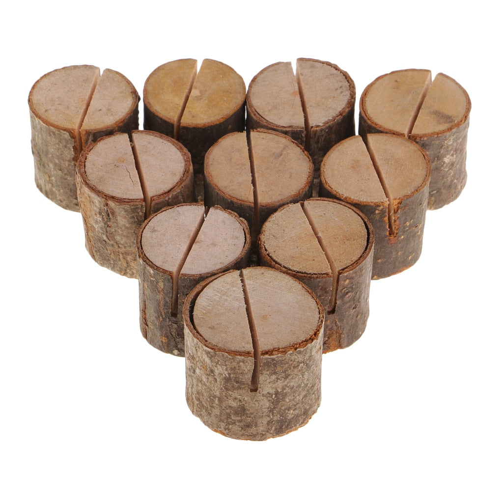 Vintage Wood Log Block Card Holders