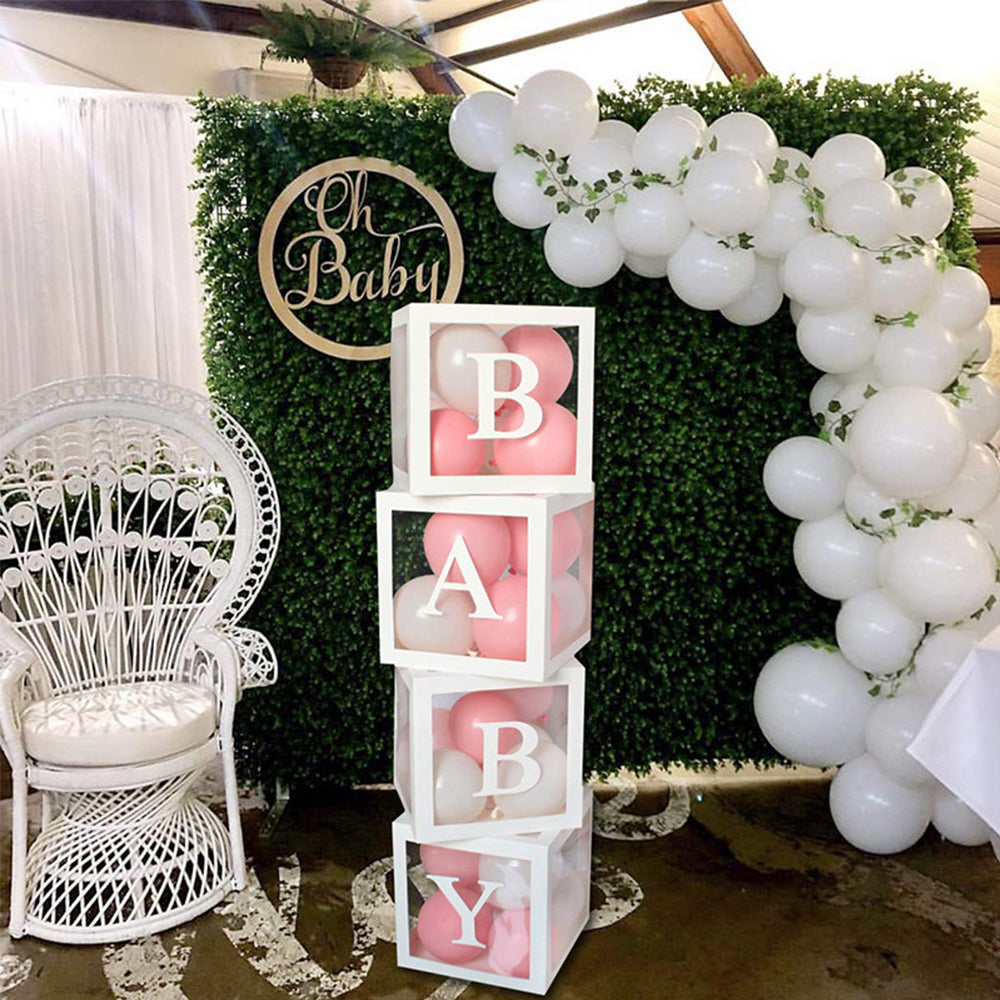 4Pcs/Set BABY Balloon Box Cube Blue Boxes