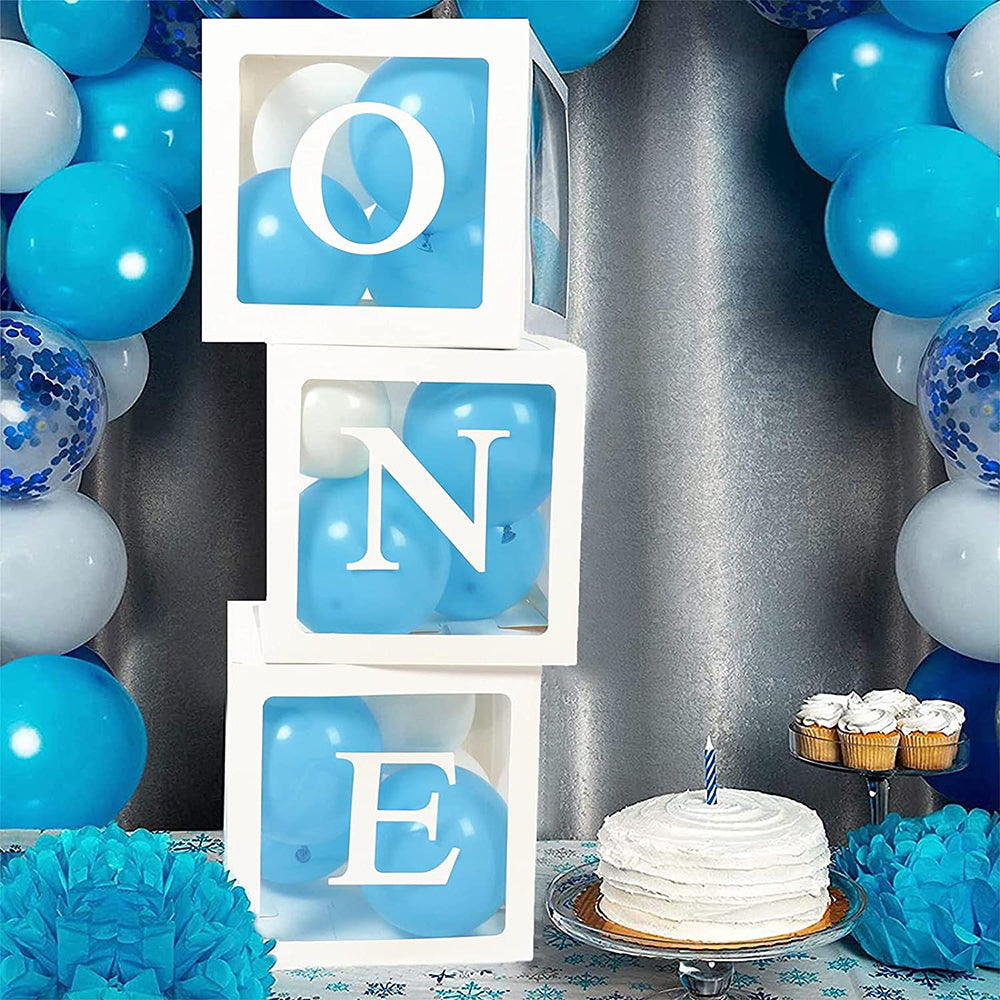 ONE Party Balloons Box Clear Gift Boxes Gift