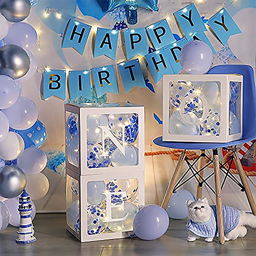ONE Party Balloons Box Clear Gift Boxes Gift
