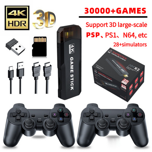 4K 3D Wireless Retro Game Console - 30,000+ Games with Dual Controllers, Supports PSP/PS1/N64 & 28+ Emulators