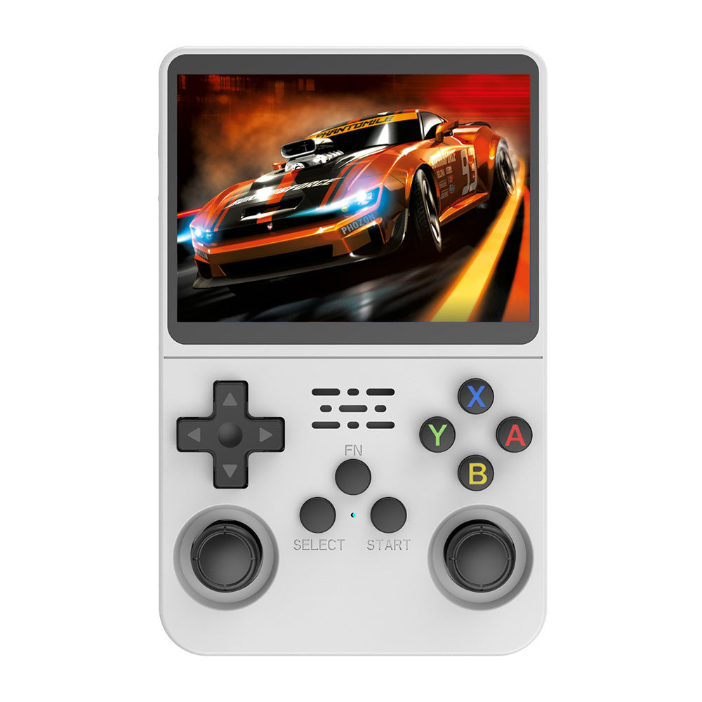 White Retro Portable Gaming Console with 128GB, 1 Memory Card - 3D Games, HD Display, and Dual Joysticks