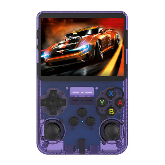 Purple Retro Portable Gaming Console with 64GB, 2 Memory Card-3D Games, HD Display, and Dual Joysticks