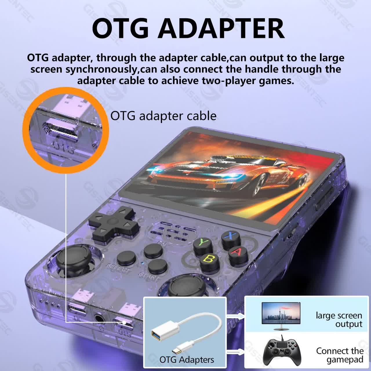 Purple Retro Portable Gaming Console with 64GB, 1 Memory Card - 3D Games, HD Display, and Dual Joysticks