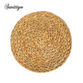 Set of 4 Round Woven Straw Placemats