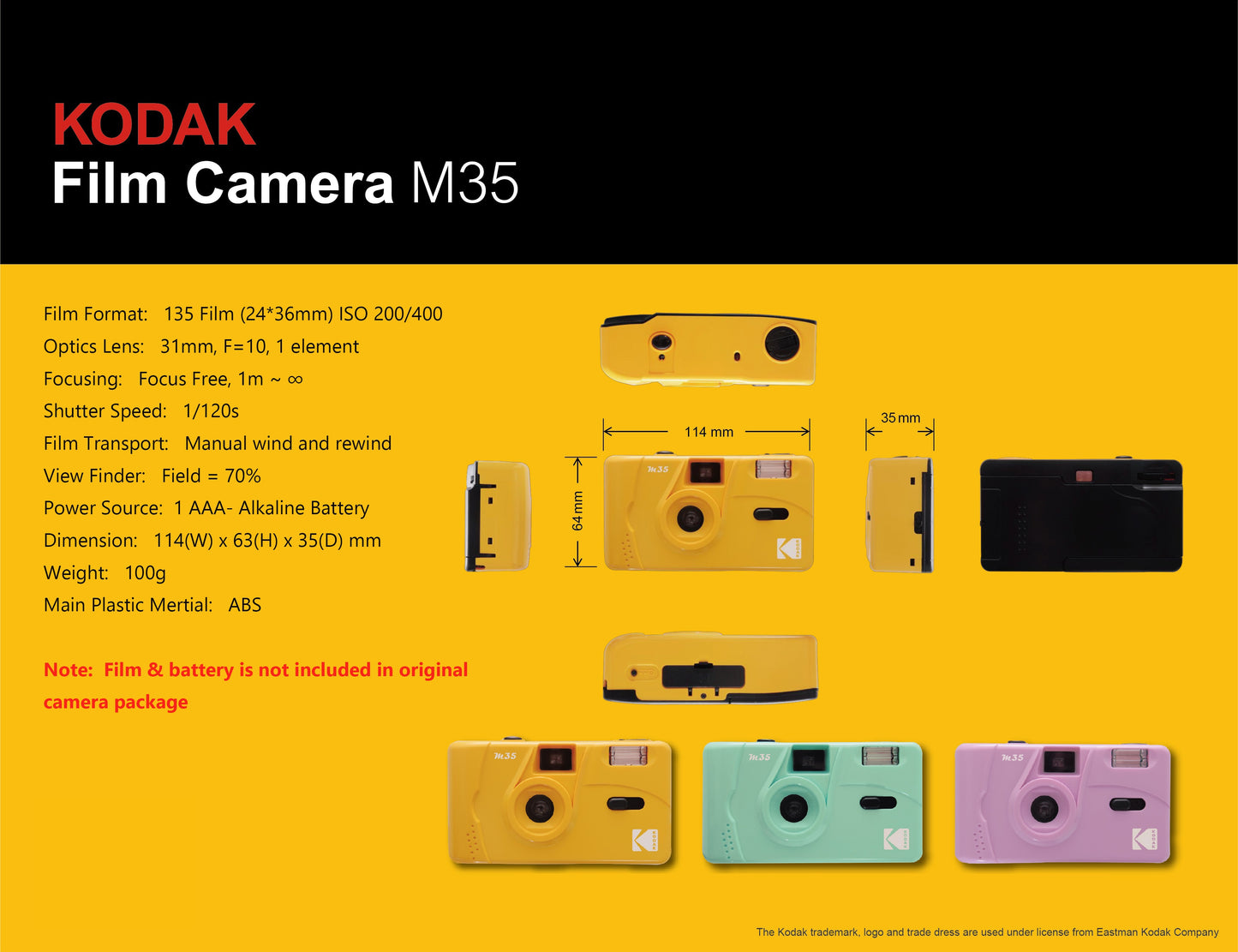Kodak Film Camera 35MM Retro With Flash