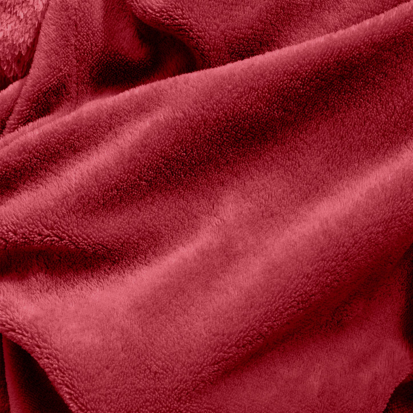 Royal Comfort Snug Hoodie Nightwear Super Soft Reversible Coral Fleece 750GSM - Red