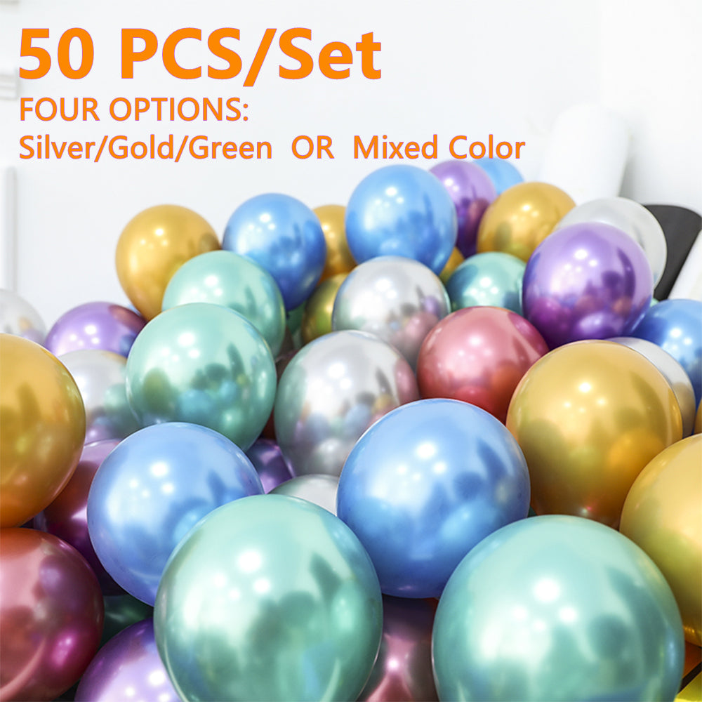 50PCS 5'' Latex Party Balloon Set Multicolor Metallic