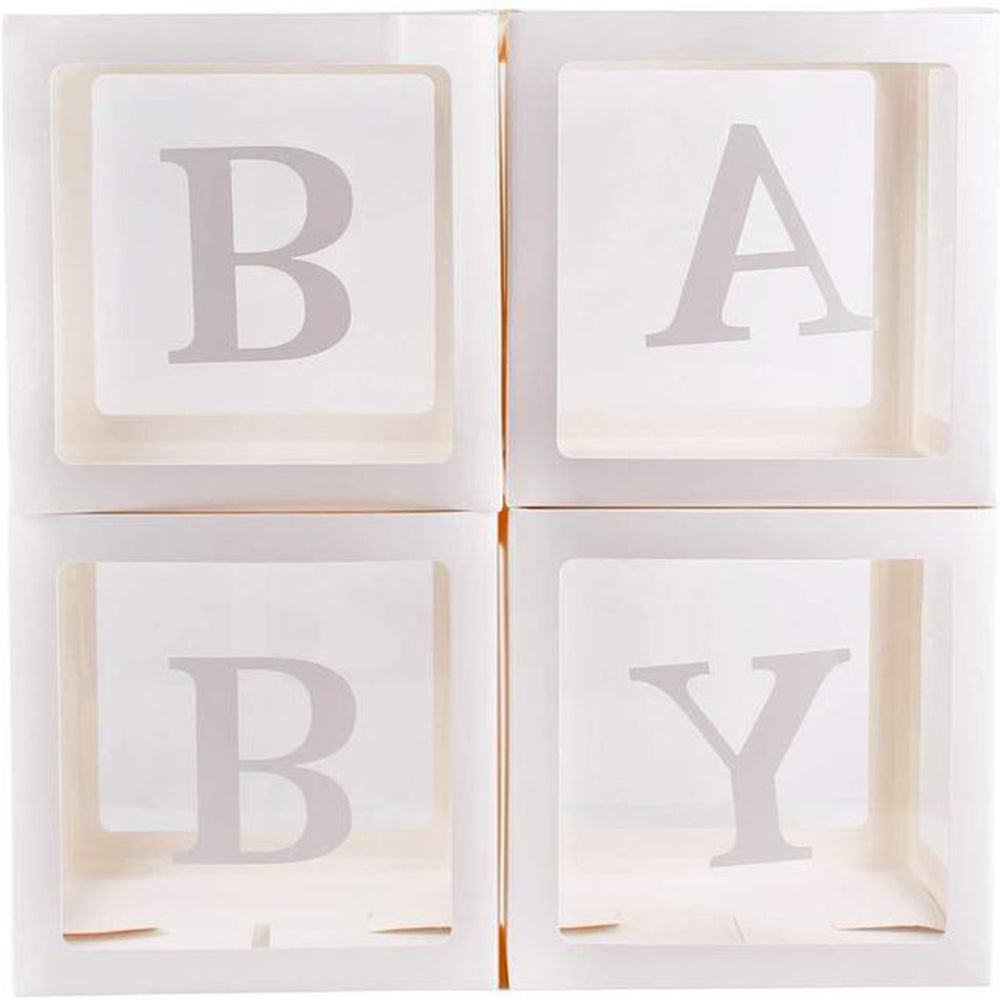 4Pcs/Set BABY Balloon Box Cube Blue Boxes