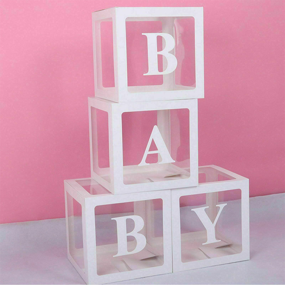 4Pcs/Set BABY Balloon Box Cube Blue Boxes