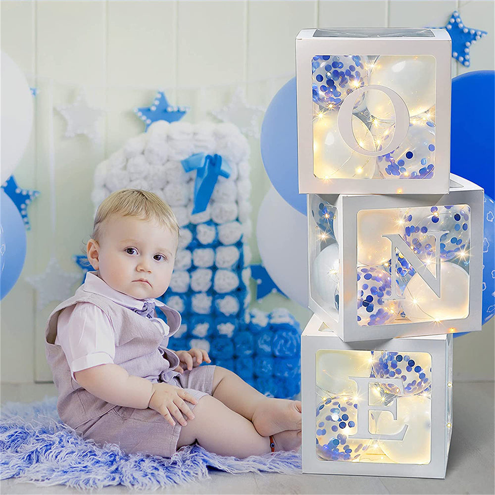 ONE Party Balloons Box Clear Gift Boxes Gift
