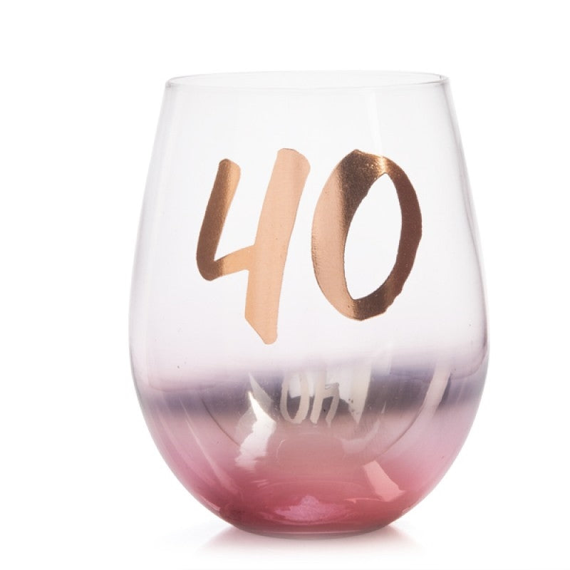 40th Birthday Blush Disposable Stemless Cup