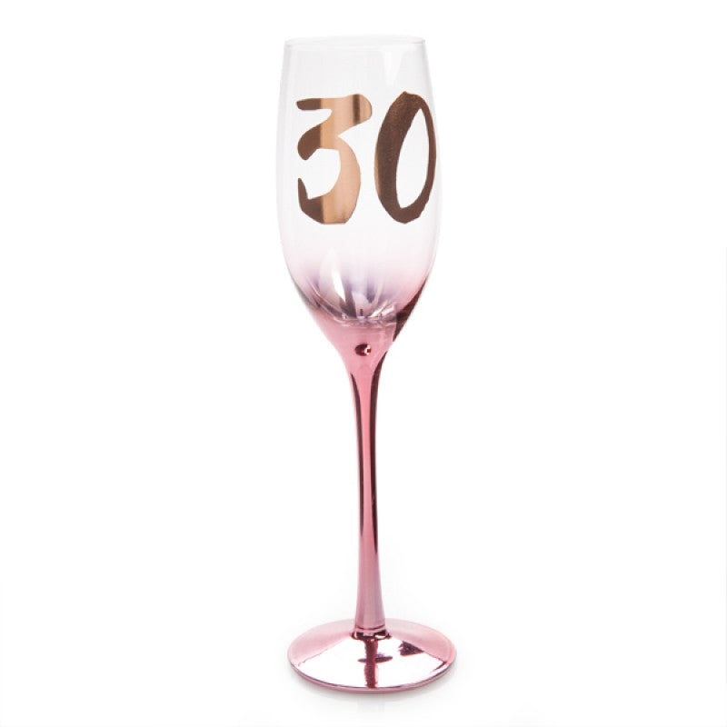 30th Birthday Blush Disposable Champagne Flute