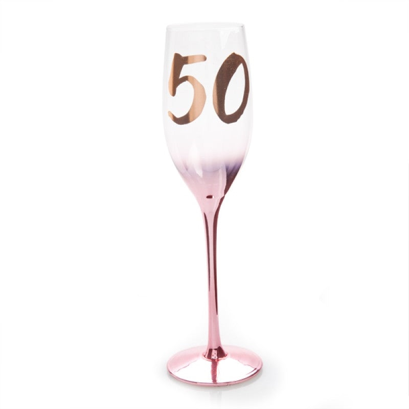 50th Birthday Blush Disposable Champagne Flute