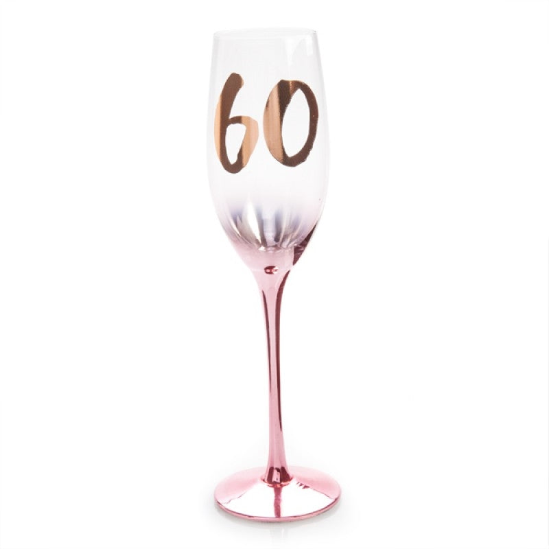 60th Birthday Blush Disposable Champagne Flute
