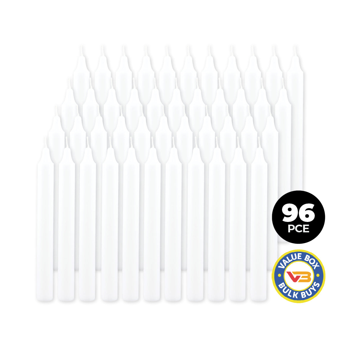 Home Master 96PCE Straight Candles White Home Decor Party Wedding 20cm