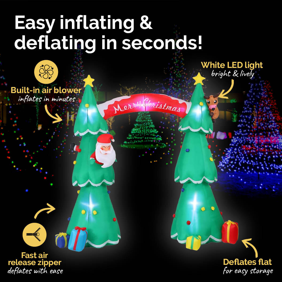 Christmas By Sas 3m x 2.4m Christmas Tree Arch Self Inflating LED Lights