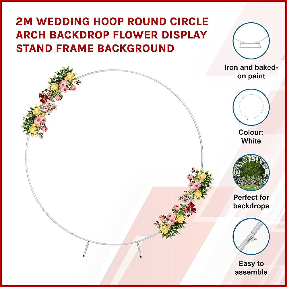 2M Wedding Hoop Round Circle Arch Backdrop Flower Display Stand Frame Background